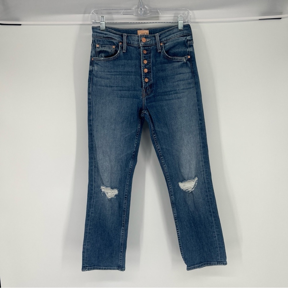 Mother The Pixie Tomcat Crop Distressed Raw Hem Jeans in Not Cut & Pasted 26